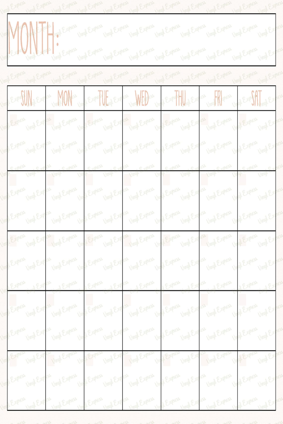 Printable Digital Download Perpetual Blank PORTRAIT Calendar - Etsy