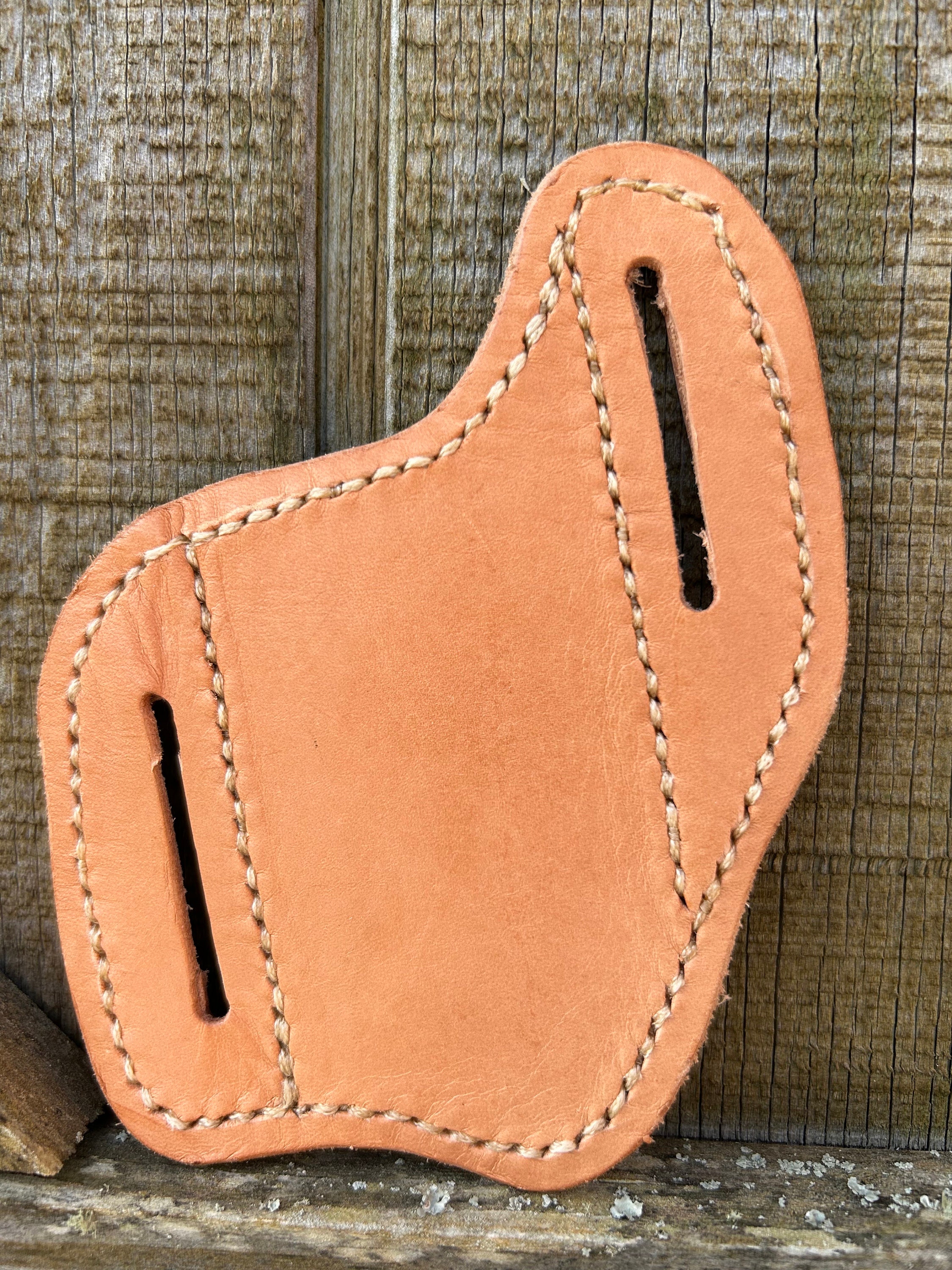 Nocona Leather Pancake Knife Sheath with Blue Floral Inlay