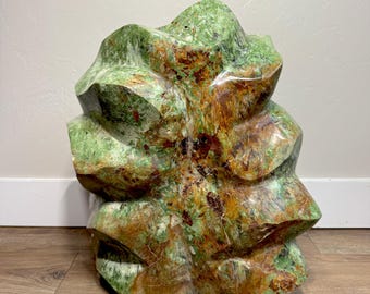 XXL Madagascar Chrysoprase in Matrix Flame (138 lbs) – Green Brown Mineral Sculpture