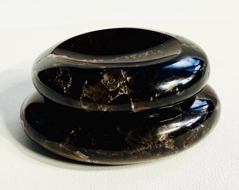 Dark Smoky Quartz Crystal Two Size Dish Set of 2 – Witchy Home Decor and Spooky Halloween Decoration