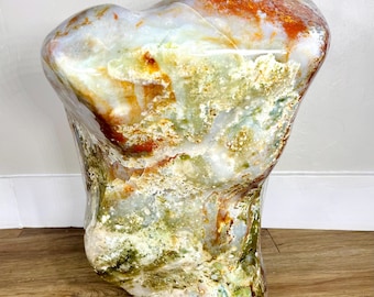 XL Orbicular Ocean Jasper Freeform (86.6 lbs) – Garden Mineral Sculpture