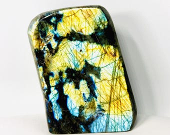 Geometric Grade A Labradorite Freeform (2.5 lbs) – Electric Blue, Green & Gold Flash Collector Statement Piece