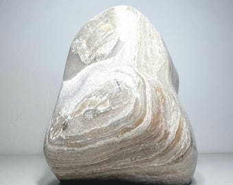 XL Ribbon Jasper Freeform (38.3 lbs) – Cream Taupe Layered Mineral Sculpture