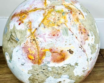 XL 35 LB Brecciated Jasper Sphere 9.5” Diameter Natural Crystal Stone Madagascar - Statement Home Decor for Fall