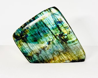 Geometric Premium Labradorite Freeform (1.8 lbs) – Intense Blue Green Full Flash with Dark Veining Statement Piece