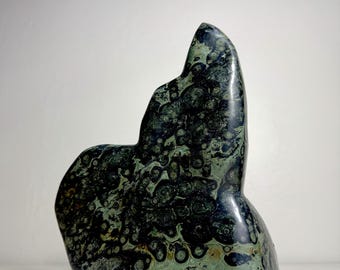 Large Kabamba Jasper Freeform (12.3 lbs) – Green Black Orbicular Stone Sculpture