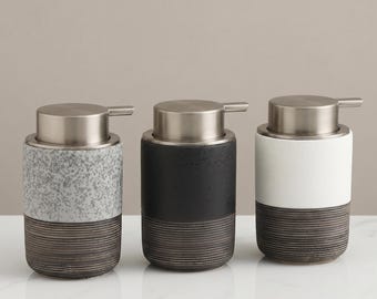 Ceramic Soap Dispenser Set, Modern Rustic Lotion Bottles, Farmhouse Bathroom Decor, Refillable Hand Soap Pump, Kitchen Sink Dispenser