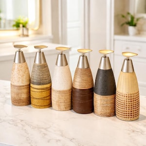 Dispensador de jabón de cerámica, botellas de loción rústicas modernas, decoración de baño estilo granja, dispensador de jabón líquido recargable, dispensador para fregadero de cocina