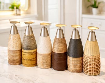 Set dispenser di sapone in ceramica, flaconi per lozione in stile rustico moderno, decorazioni per il bagno in stile country, dispenser di sapone liquido ricaricabile, dispenser per lavello da cucina.