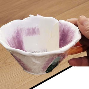 Handcrafted Floral Coffee Mug - Blooming Flower Ceramic Mug, Unique Artistic Pottery Mug, Gift for Mum Wife