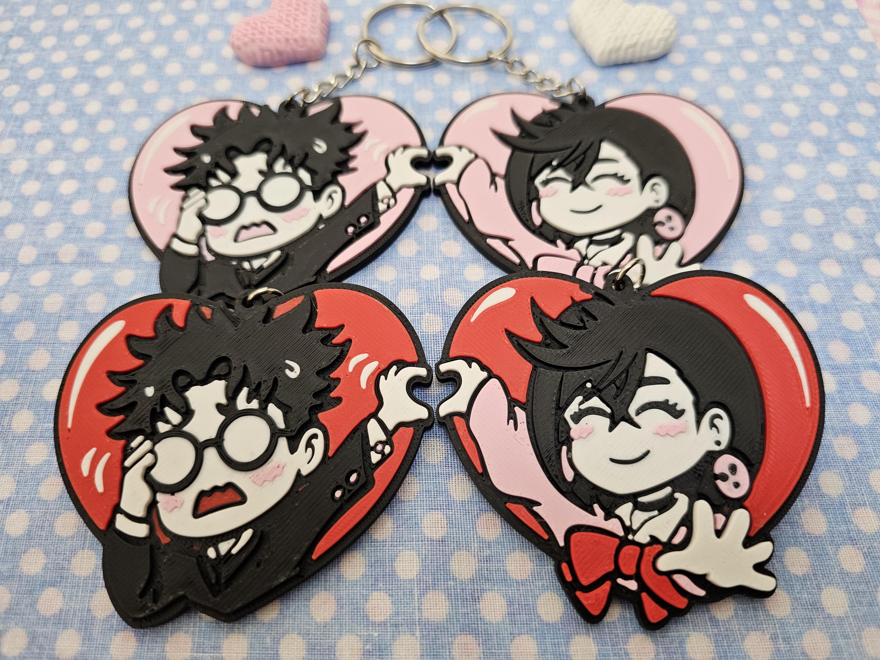 Dandadan Momo and Okarun Heart 3D Anime Valentine's Keychain - Etsy