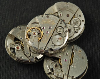 Vintage Antique Round Watch Movements Steampunk Altered Art Assemblage  JU 23