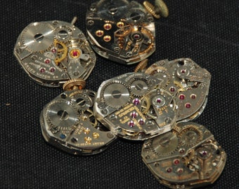 Vintage Watch Movements Parts Steampunk Altered Art Assemblage JU 48