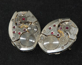 Vintage Antique Fat Oval Elgin Watch Movements Steampunk Altered Art Assemblage JU 52