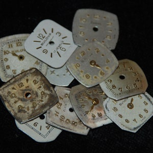 Vintage Antique Small Watch Dials Steampunk Faces Parts Altered Art Industrial XD 21