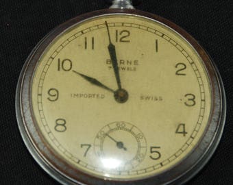 Vintage Antique Watch Pocket Watch Movement Case Body Dial Face Steampunk Altered Art QR 53