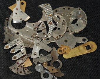 Destash Watch Clock Parts Assemblage Industrial Altered Art Steampunk Charms AB 67