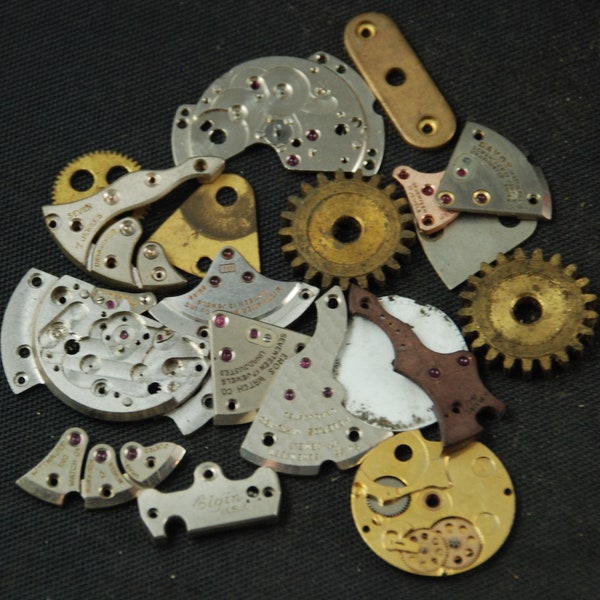 Destash Watch Clock Parts Assemblage Industrial Altered Art Steampunk Charms AB 47