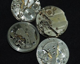 Vintage Antique Round Watch Movements Steampunk Altered Art Assemblage T77