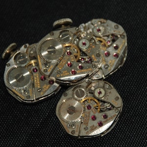 Vintage Antique small Wittnauer Watch Movements Steampunk Altered Art CD 90