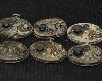 Vintage Antique Oval Watch Movements Steampunk Altered Art Assemblage JU 49