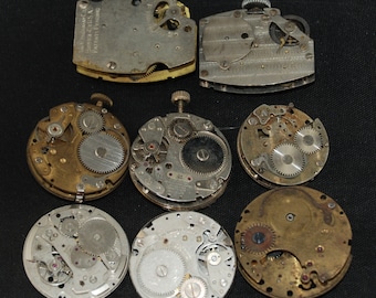 Vintage Antique Industrial Looking Watch Movements Steampunk Altered Art Assemblage BT 8