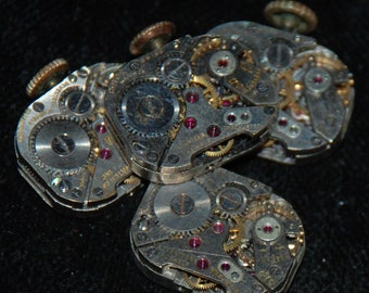 Watch Movements Vintage Antique Small Rounded Square Steampunk Altered Art Assemblage FK 4