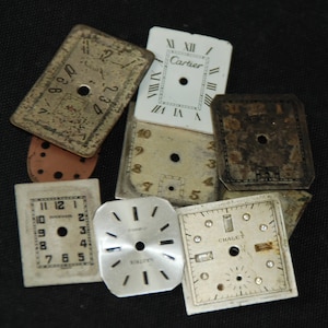 Vintage Antique Watch Dials Steampunk small round Faces Parts RR 44
