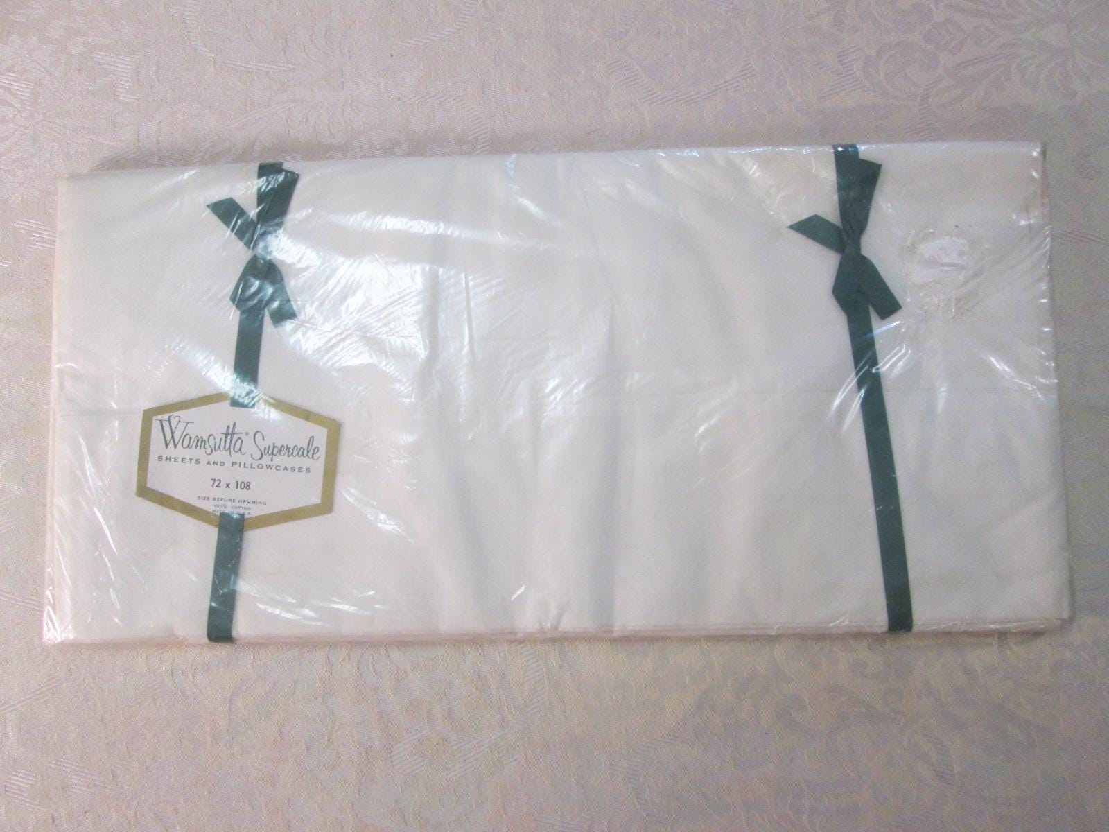 Vintage Flat Bed Sheet Wamsutta Supercale 100% Cotton White Twin Size 72" x 108" Inches Vintage Linens NOS New Unused NIP