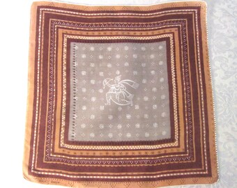 Vintage Tammis Keefe Handkerchief Hanky Warrior Archer Hankie Designer Signed Mid Century 1950's 1960's Brown Clothing Accessories