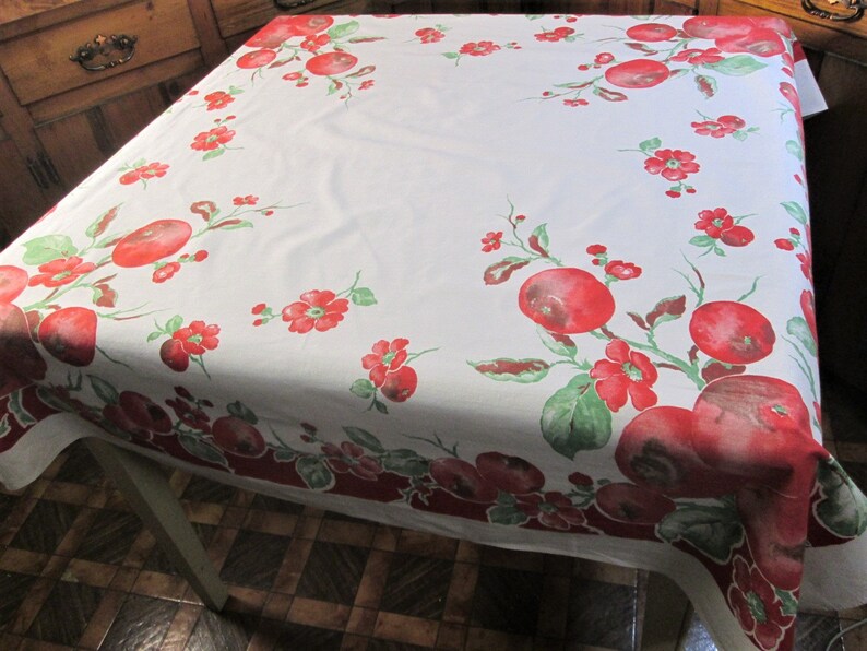 Vintage Tablecloth Red Fruit Pomegranates by Springmaid Etsy