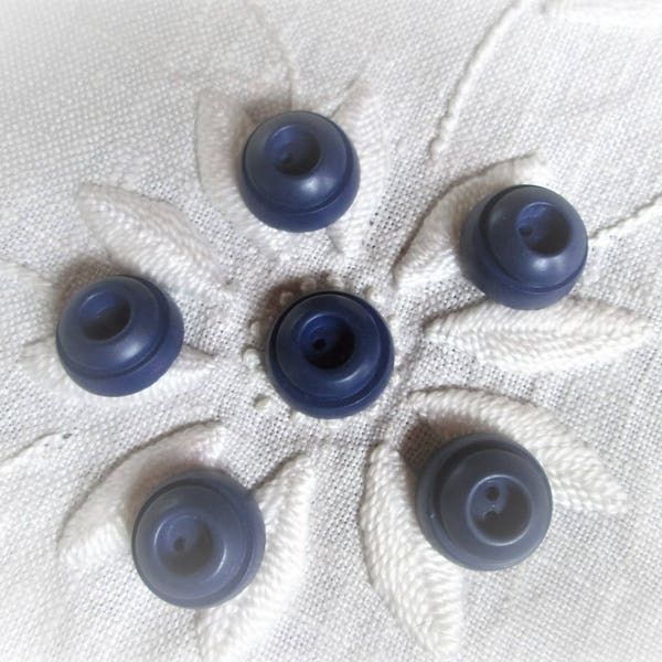 Vintage Domed Button Set of 6 Blue NOS 5/8" Inch Plastic Inkwell Sew Through Two Hole Buttons