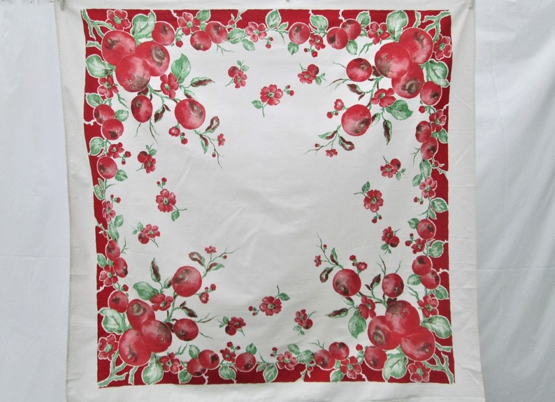 Vintage Tablecloth Red Fruit Pomegranates by Springmaid Etsy