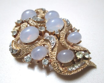 Vintage Trifari Brooch Pin Glass Moonstones and Rhinestones Ondine Under the Sea by Alfred Philippe