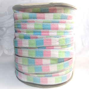 Vintage Fabric Upholstery Trim Pastel Woven Sewing Supplies Notions Five 5 Yards 1 - 2/8&quot; Inches Wide NOS Mint Unused