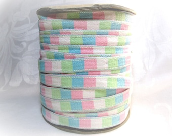 Vintage Fabric Upholstery Trim Pastel Woven Sewing Supplies Notions Five 5 Yards 1 - 2/8" Inches Wide NOS Mint Unused