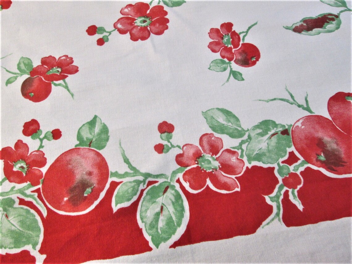 Vintage Tablecloth Red Fruit Pomegranates by Springmaid Etsy