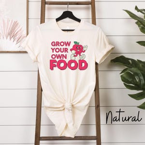 Camiseta retro de dibujos animados de manzana para cultivar tu propia comida, camiseta de jardinería de verduras y frutas, mercado de agricultores, regalo de jardinería, camiseta vintage de naturaleza.