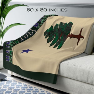 Maine State Pine Tree Historic Vintage Flag 1901 Cozy Sherpa Blanket, Maine Housewarming Gift Idea, Maine Home Decor, Maine Lover Home gift