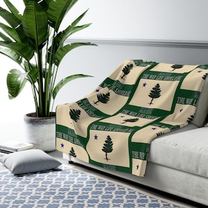Maine State Pine Tree Historische Vintage Vlag 1901 Gezellige Sherpa Deken, Maine Housewarming Cadeau Idee, Maine Home Decor, Maine Lover Home cadeau