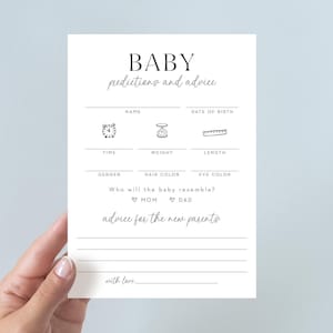 Prédictions et conseils pour baby shower - Jeu de baby shower moderne, jolis conseils et prédictions à télécharger immédiatement, jeux imprimables DIY