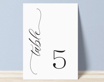Printable Wedding Table Numbers - Simple Black Script Calligraphy DIY Table Numbers - Instant Download - Printable Minimalist Table Numbers