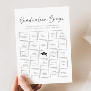 Graduation Party Game - Finden Sie den Gast Bingo Moderne Black Script grad Party Spiele - Instant Download, DIY druckbare Spiele