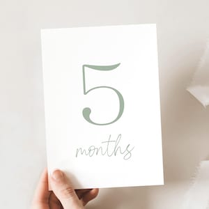 Baby Meilensteinkarten zum Ausdrucken - Neutrale Meilenstein Meilensteinkarten, einfache Boho Schreibschrift in Salbei Grün - Instant Download