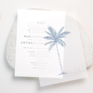 Palm Tree Vellum Overlay: Coastal Wedding Invitation (5x7 in)
