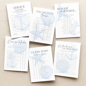 Beach Bridal Shower Games Bundle: 12 Printable Coastal Games (Instant Download)