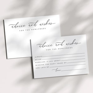 Cartões de conselhos de casamento para impressão - Cartões de conselhos de livro de visitas de casamento faça você mesmo, caligrafia simples em preto - Download instantâneo