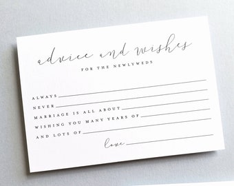 Wedding Advice Cards - Modern Guest Book Idea for Wedding Reception - White Fill In the Blank Advice and Wishes Cards for Weddings