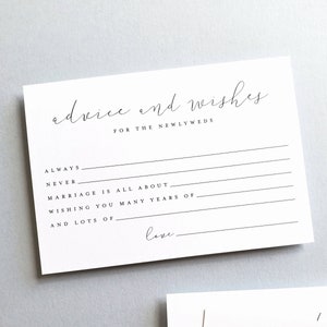 Wedding Advice Cards - Modern Guest Book Idea for Wedding Reception - White Fill In the Blank Advice and Wishes Cards for Weddings