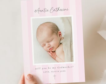 Godmother Proposal Photo Card Template, Will You Be My Godfather Godparent Card (Printable Digital Download)
